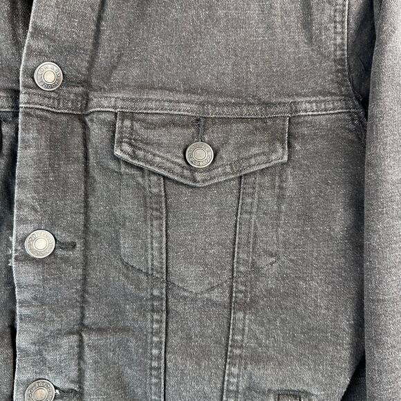 Goodfellow Denim Trucker Jacket Mens Size Small Black Faux Shearling Sherpa - Picture 7 of 11